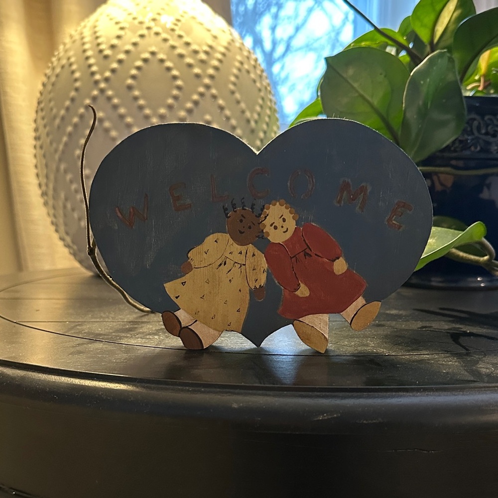 🧸Vintage Wooden “Welcome” Heart – Grandma-Core / Cottagecore Decor🧸